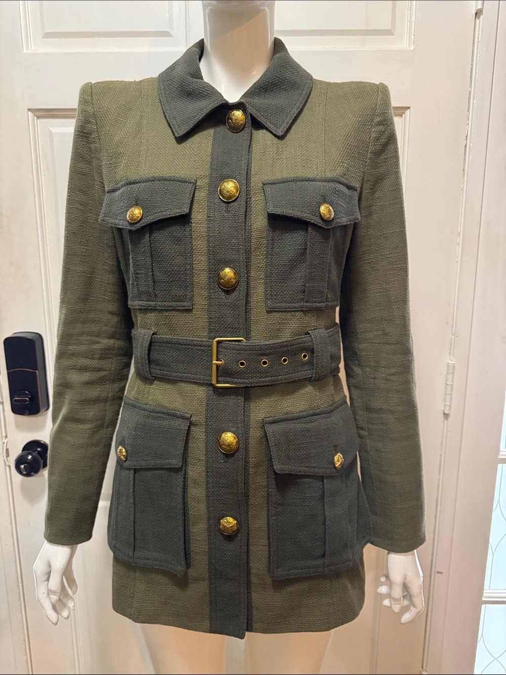 Veronica Beard Sonoma in Army & Loden Olive Military-Style Belted Jacket Size 6 - Picture 2 of 16